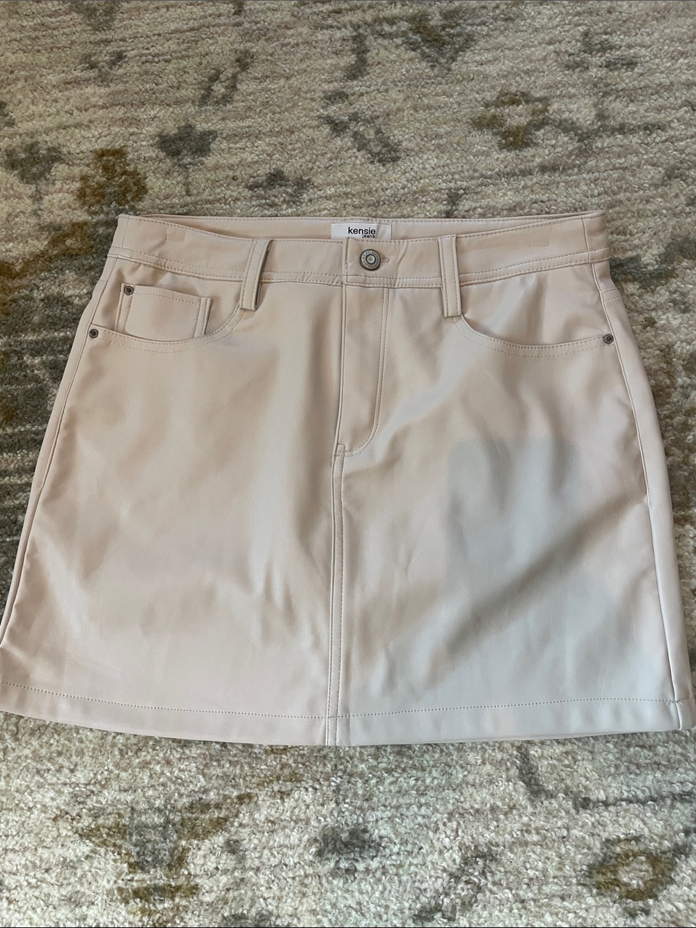 kensie Light Cream A-Line Mini Skirt